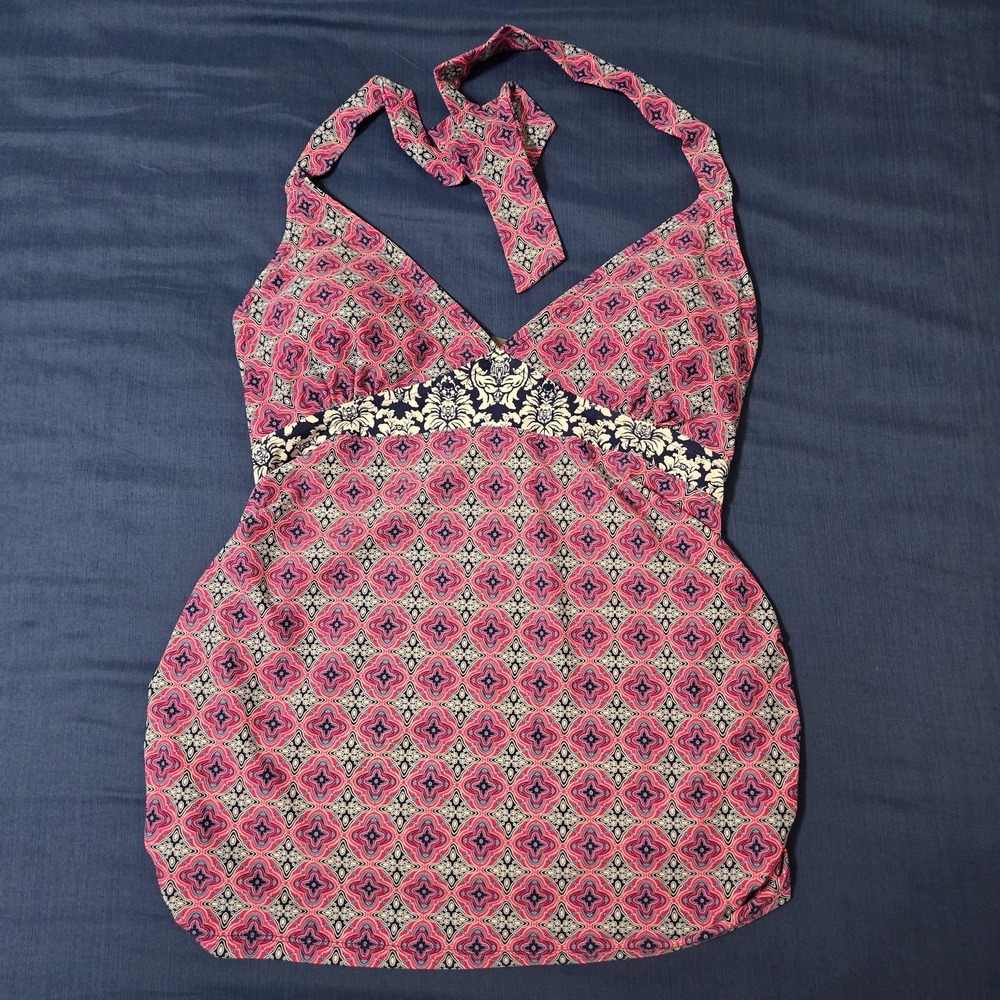 Beach Bump By‎ Motherhood Maternity Tankini Top Womens M Pink Halter Padded